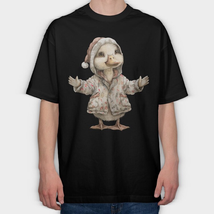 Duck Christmas Santa, Tricou Oversize Barbati (Unisex)