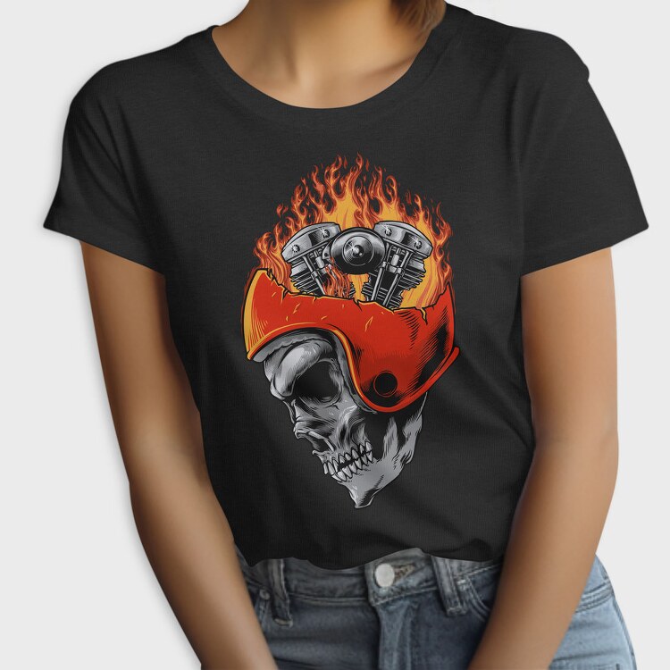 Motorcycle Skull Fire, Tricou Femei