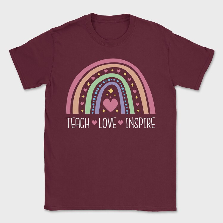 Teach Love Inspire Rainbow, Tricou Barbati (Unisex)