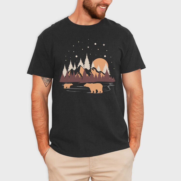 Mountain Bear Stroll, Tricou Barbati (Unisex)