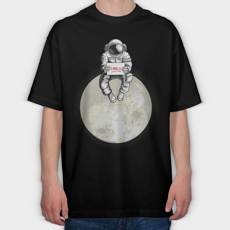 Astronaut Moon Miss You, Tricou Oversize Barbati (Unisex)