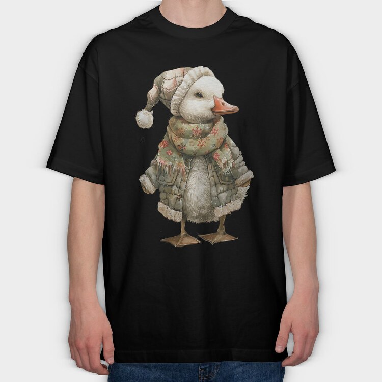 Duck Christmas Snowman, Tricou Oversize Barbati (Unisex)
