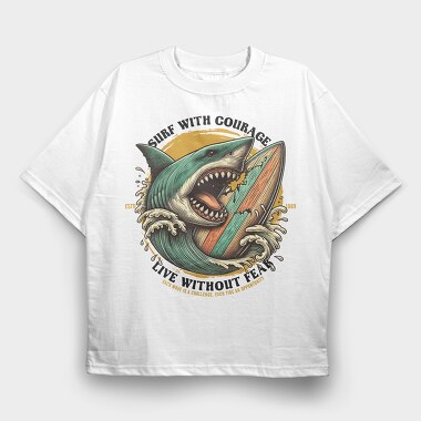 Surf With Courage, Tricou Oversize Barbati (Unisex)