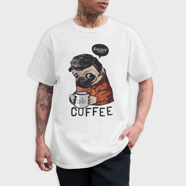 Pug Coffee Chill, Tricou Barbati (Unisex)