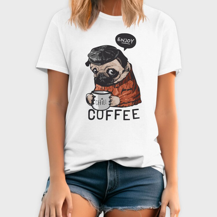 Pug Coffee Chill, Tricou Barbati (Unisex)
