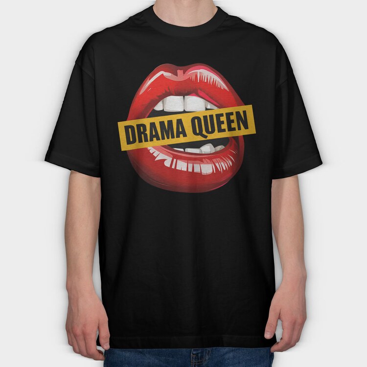 Drama Queen Lips, Tricou Oversize Barbati (Unisex)