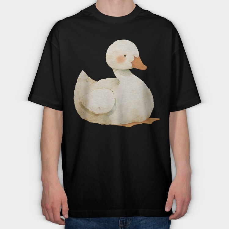 Duck Watercolor, Tricou Oversize Barbati (Unisex)