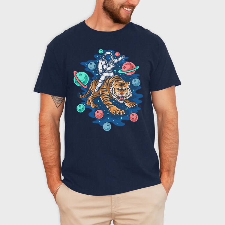 Astronaut Tiger Space, Tricou Barbati (Unisex)