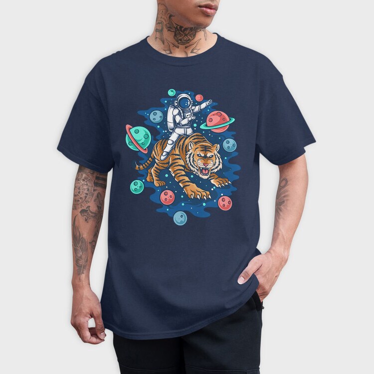 Astronaut Tiger Space, Tricou Barbati (Unisex)