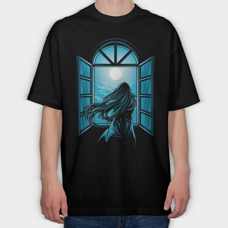 Moonlit Window, Tricou Oversize Barbati (Unisex)