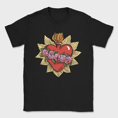 Flaming Heart Roses, Tricou Barbati (Unisex)