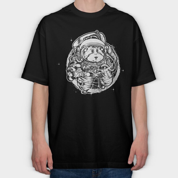 Space Cat Astronaut, Tricou Oversize Barbati (Unisex)