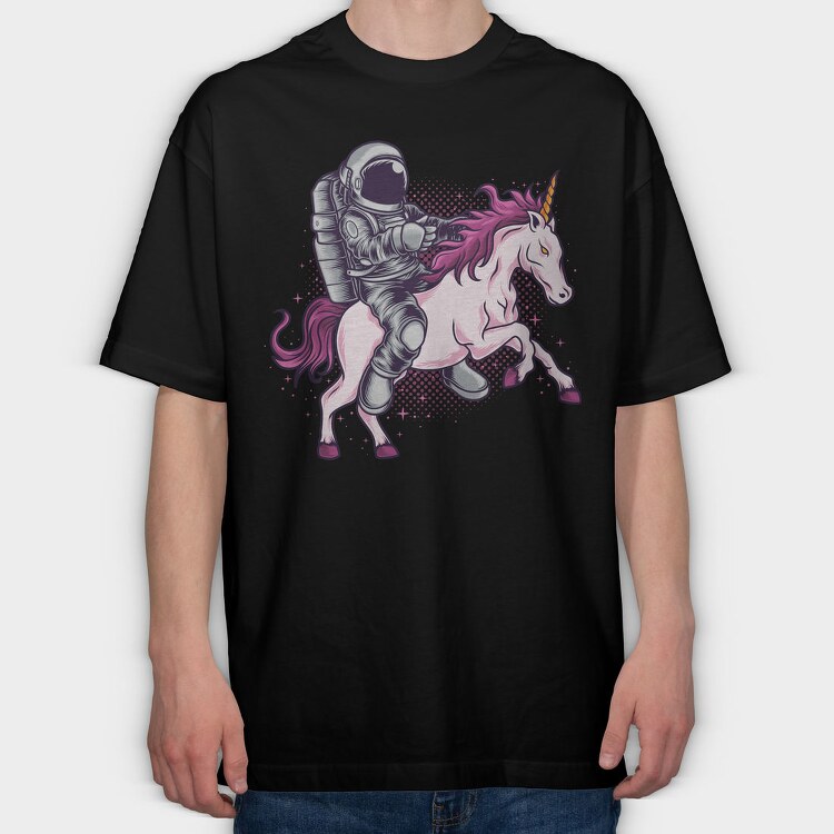 Astronaut Unicorn Space Ride, Tricou Oversize Barbati (Unisex)