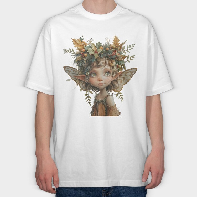 Elf Fairy Wreath, Tricou Oversize Barbati (Unisex)