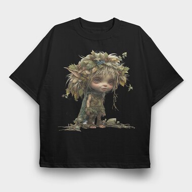 Elf In Leaves, Tricou Oversize Barbati (Unisex)