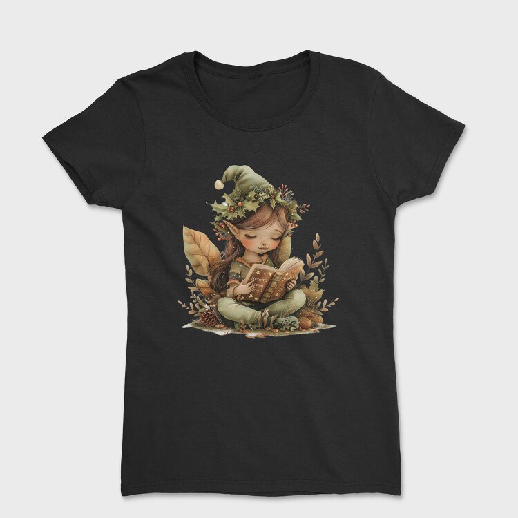 Elf Reading Holly Garden, Tricou Femei