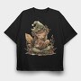 Elf Reading Holly Garden, Tricou Oversize Barbati (Unisex)