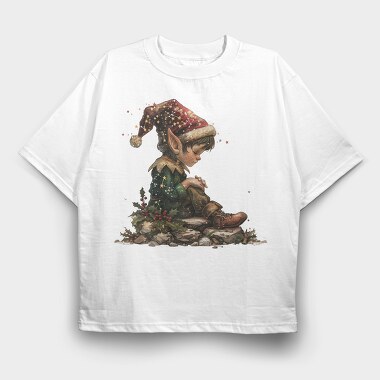 Elf Sitting Christmas, Tricou Oversize Barbati (Unisex)