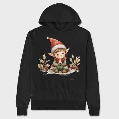 Elf Sitting Snow, Hanorac Oversize Barbati (Unisex)