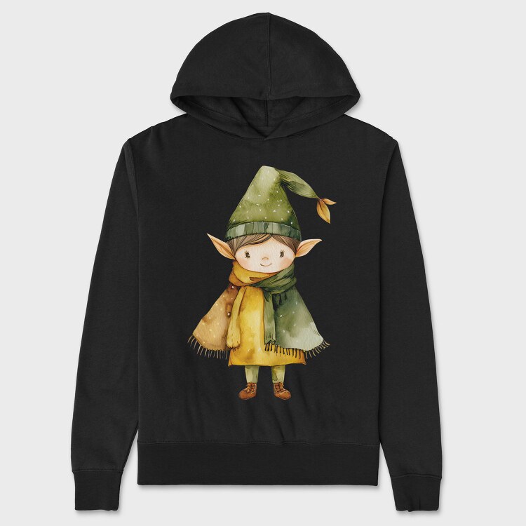 Elf Watercolor Hat, Hanorac Oversize Barbati (Unisex)