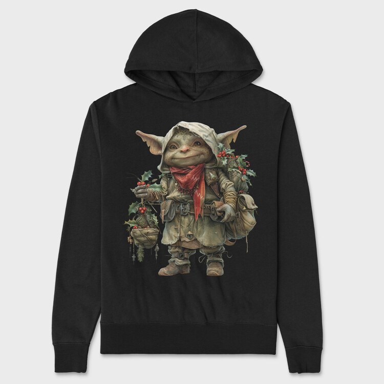 Elf With Holly Ornament, Hanorac Oversize Barbati (Unisex)