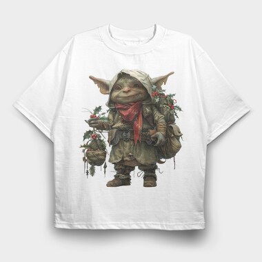 Elf With Holly Ornament, Tricou Oversize Barbati (Unisex)