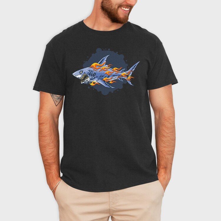 Flaming Shark Attack, Tricou Barbati (Unisex)