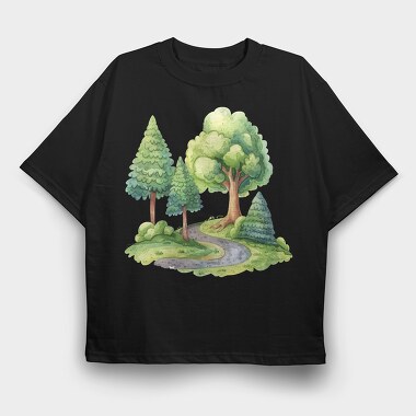 Enchanted Forest Path, Tricou Oversize Barbati (Unisex)