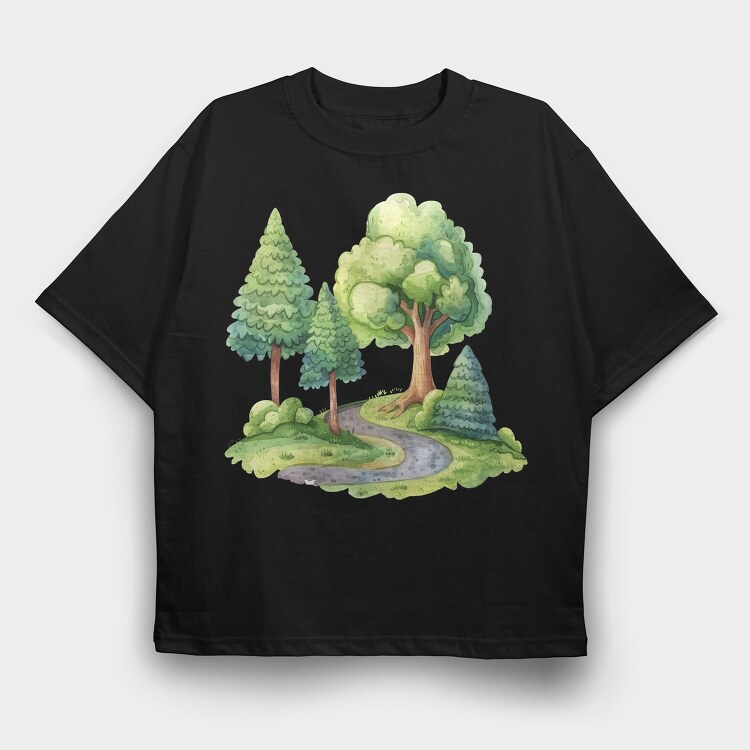 Enchanted Forest Path, Tricou Oversize Barbati (Unisex)