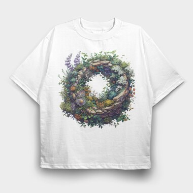 Enchanted Garden Wreath, Tricou Oversize Barbati (Unisex)