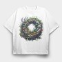 Enchanted Garden Wreath, Tricou Oversize Barbati (Unisex)