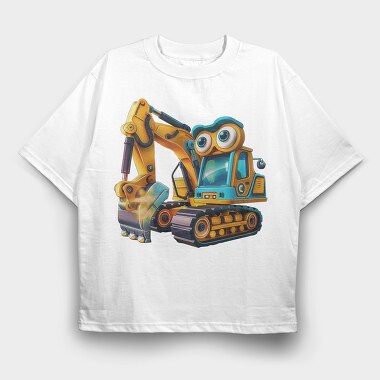 Excavator Face Clipart, Tricou Oversize Barbati (Unisex)
