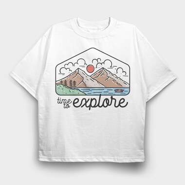 Explore Mountain Silhouette, Tricou Oversize Barbati (Unisex)