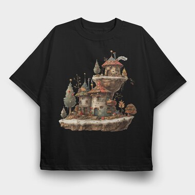 Fairy Christmas Hut, Tricou Oversize Barbati (Unisex)