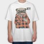 Pug Hey Plaid, Tricou Oversize Barbati (Unisex)