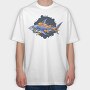 Flaming Shark Attack, Tricou Oversize Barbati (Unisex)