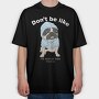 Pug In Blue Hoodie, Tricou Oversize Barbati (Unisex)