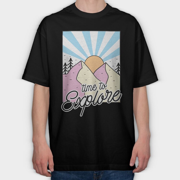 Exploration Mountain Sunrise, Tricou Oversize Barbati (Unisex)