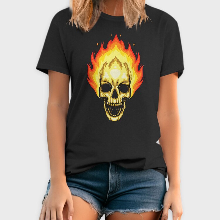 Flaming Skull, Tricou Barbati (Unisex)