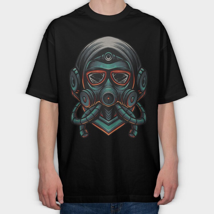 Cyberpunk Gasmask, Tricou Oversize Barbati (Unisex)