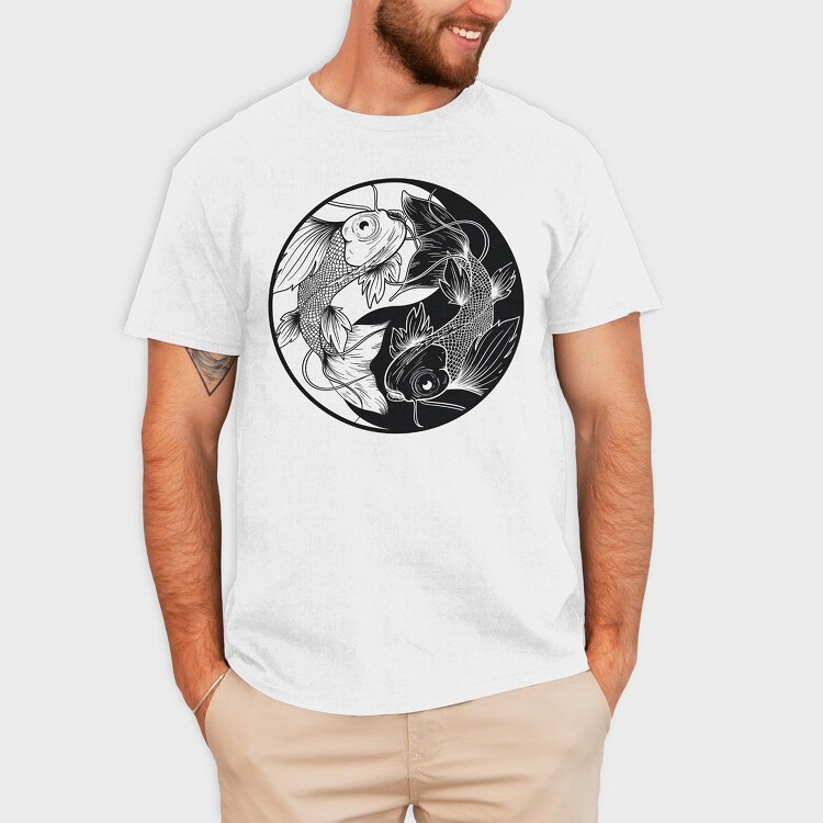 Fish Yng Yang, Tricou Barbati (Unisex)