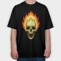 Flaming Skull, Tricou Oversize Barbati (Unisex)