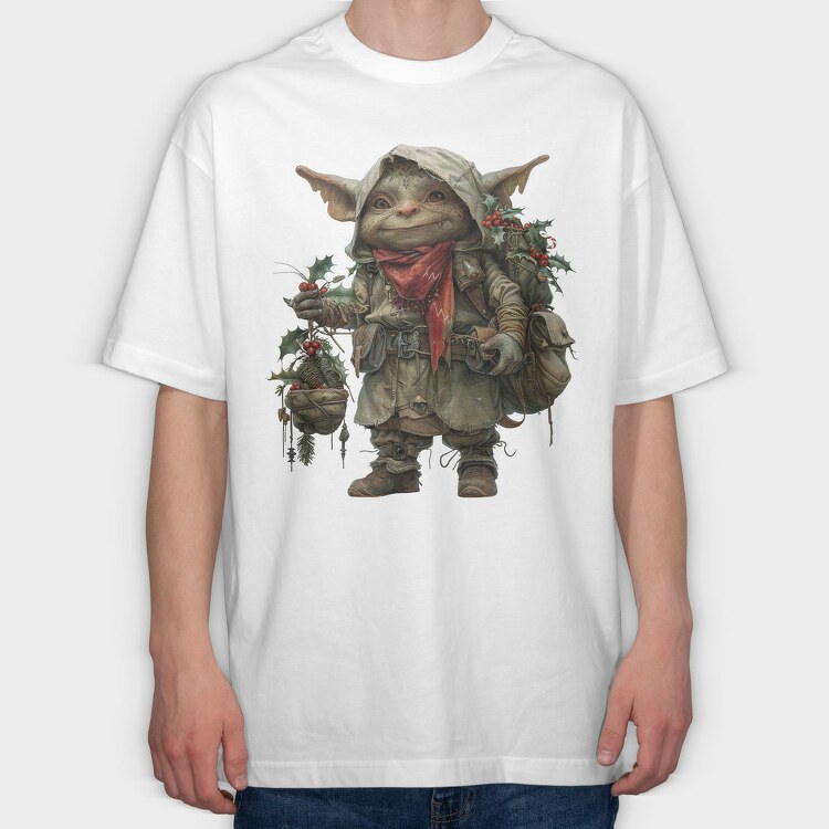 Elf With Holly Ornament, Tricou Oversize Barbati (Unisex)