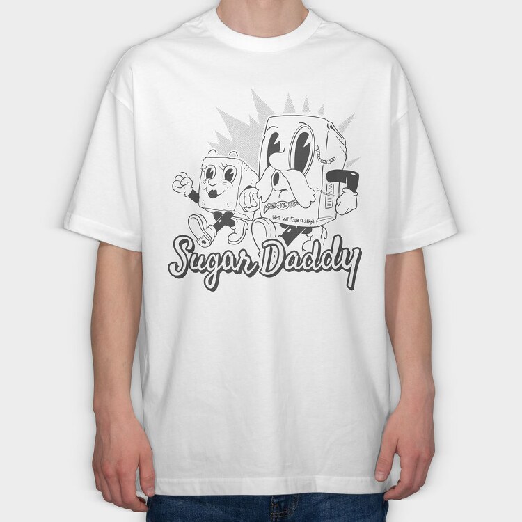 Sugar Daddy Cartoon Old, Tricou Oversize Barbati (Unisex)