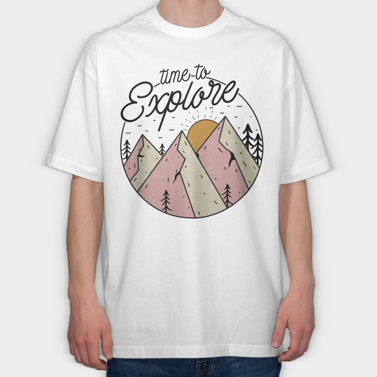 Explore Mountain Sunrise, Tricou Oversize Barbati (Unisex)