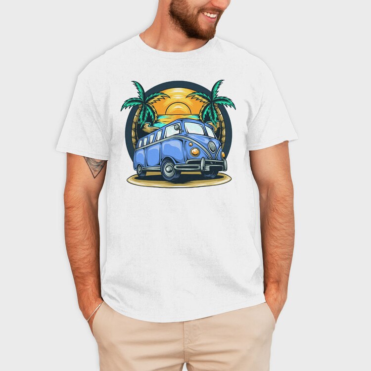 Beach Bus Vibes, Tricou Barbati (Unisex)