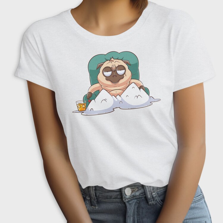 Pug Lounging Drink, Tricou Femei