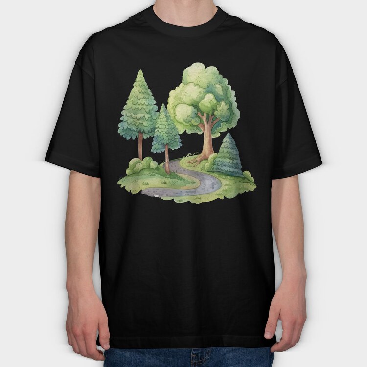 Enchanted Forest Path, Tricou Oversize Barbati (Unisex)