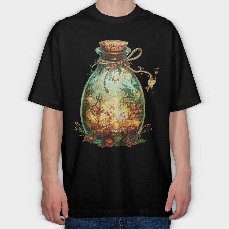 Enchanted Winter Bottle, Tricou Oversize Barbati (Unisex)