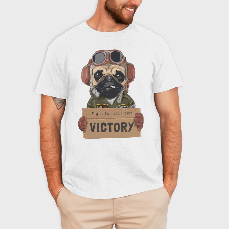 Pug Pilot Victory, Tricou Barbati (Unisex)